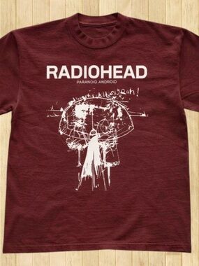 Radiohead Paranoid Android Graphic Tee Burgundy Unisex Band T-Shirt